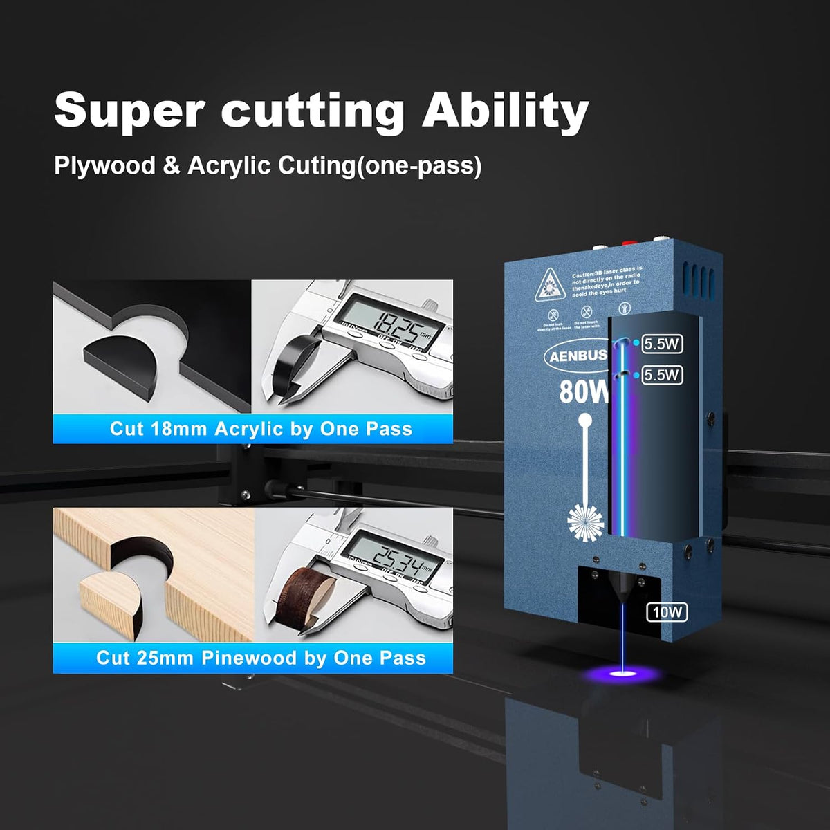 Laser Module,Laser Engraving Cutting Module for Wood, Compressed Spot CNC Carving DIY Laser Master for Laser Cutter & Laser Engraver Machine - Class 4 (AMZ2-NZB-80W)