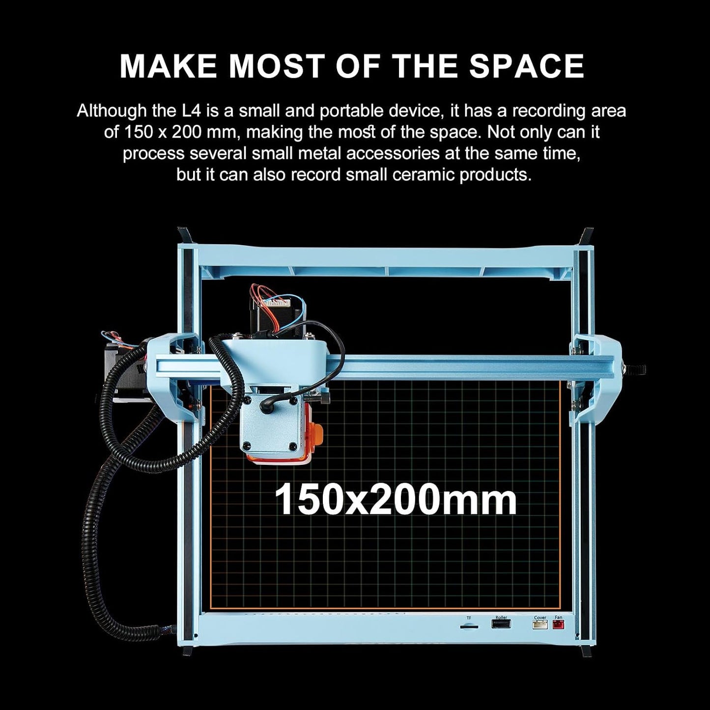 L4 Laser Engraver Machine, 3000Mw Laser Engraving Cutting Machine with 7000Mm/S Fast Laser Engraver Machine, 150X200Mm Working Area, Portable Laser Marking Machine for Jewelry, Metal, Class IV