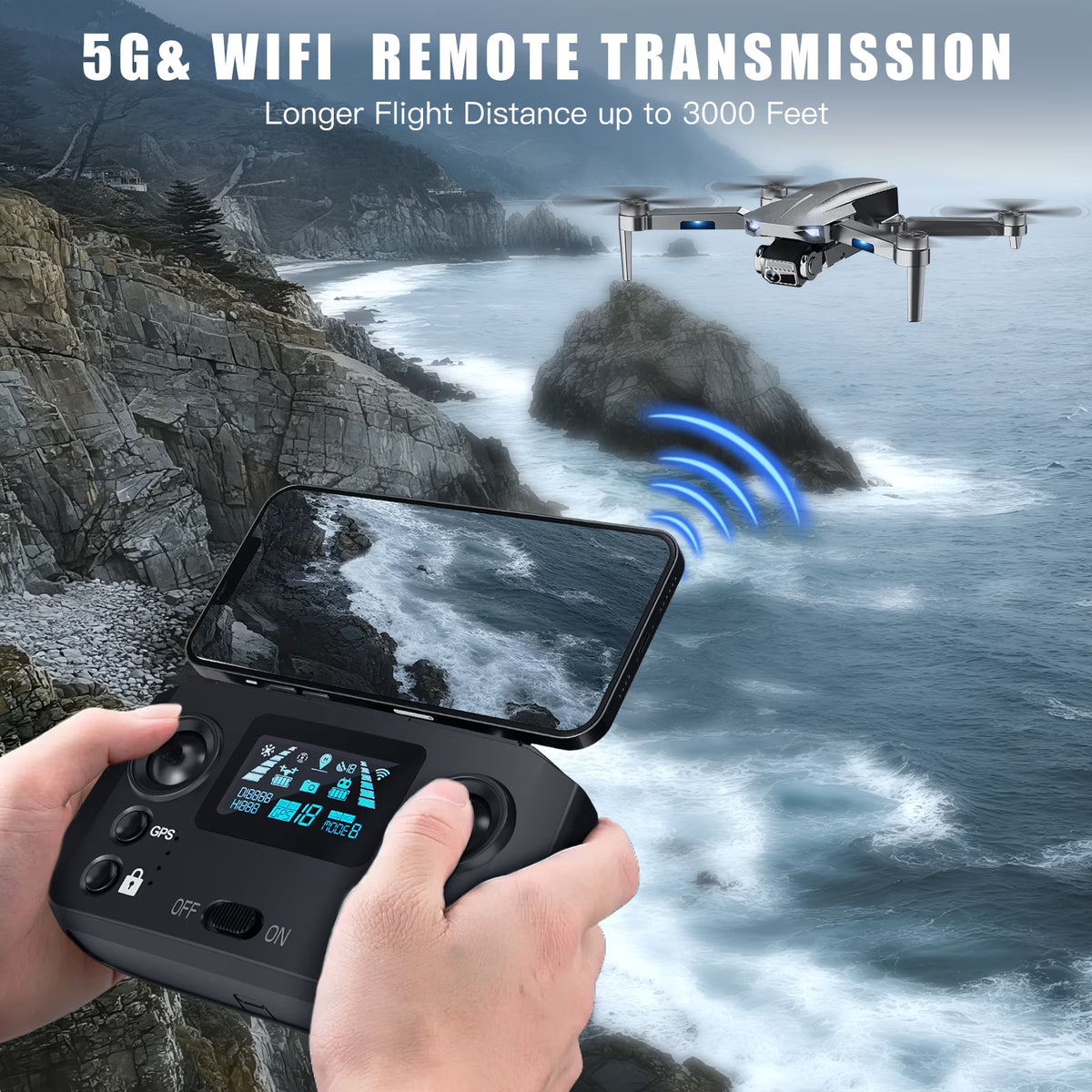 4K Drone with Camera for Adults, 52-Min Flight, 10,000FT Range, 249G Foldable FPV Quadcopter, 5G Wifi, Brushless Motor, Smart Return Home (Grey)