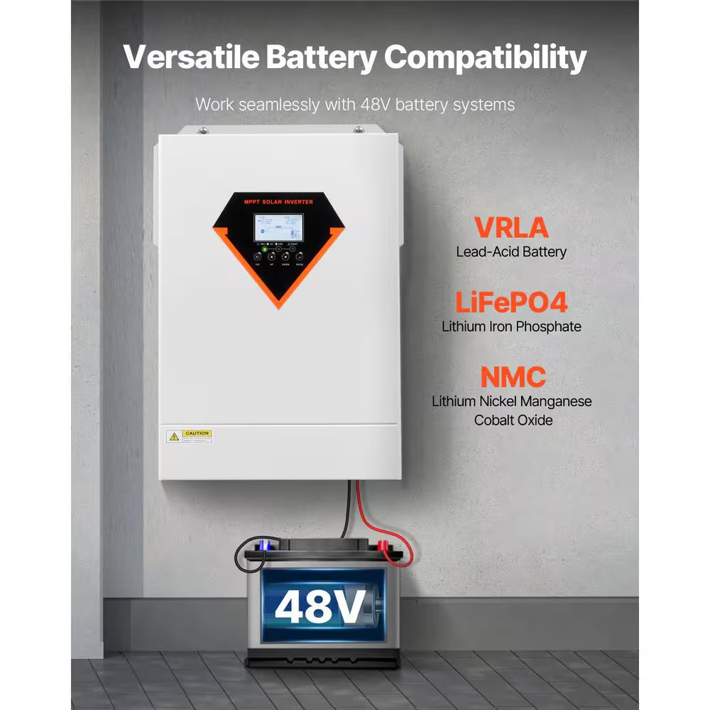 Hybrid Solar Inverter 3500W All in One Pure Sine Wave Charger 24 V DC to 220/230V AC Built-In 100A MPPT Solar Controller
