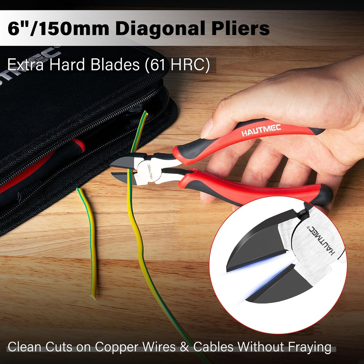 5PCS Pliers Set with Bi-Material, Including 6" Slip-Joint, Long Nose, Diagonal Cutters, 7" Linesman Plier, 8" Groove Joint Pliers, for Home Maintenance, Basic Repair & DIY，HTPTM25035-N3