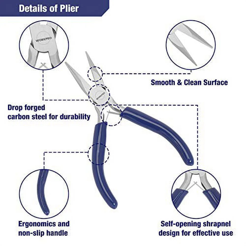 7-Piece Jewelry Pliers Set, Professional Pliers for Jewelry Making Tools with Easy Carrying Pouch, Wire Cutters for Jewelry Making, Chain Nose Pliers, Craft Pliers, Earring Pliers