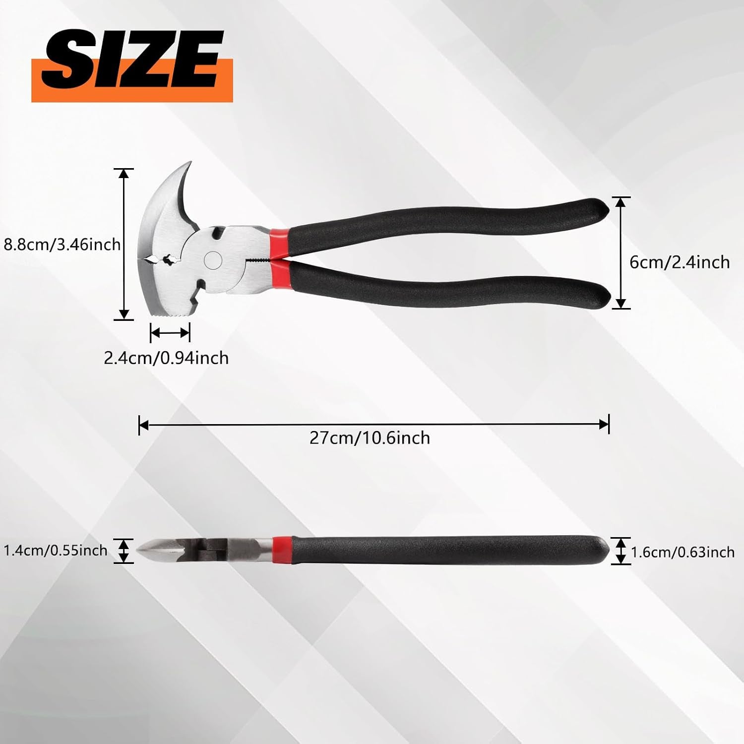 10.5 Inch Fencing Pliers Staple Puller Fence Solid Joint Pliers Fence Pliers Fencing Pliers Fence Tool Pliers Heavy Duty Fence Pliers Multi Purpose Fence Tool Fencing Pliers with Hammer Head
