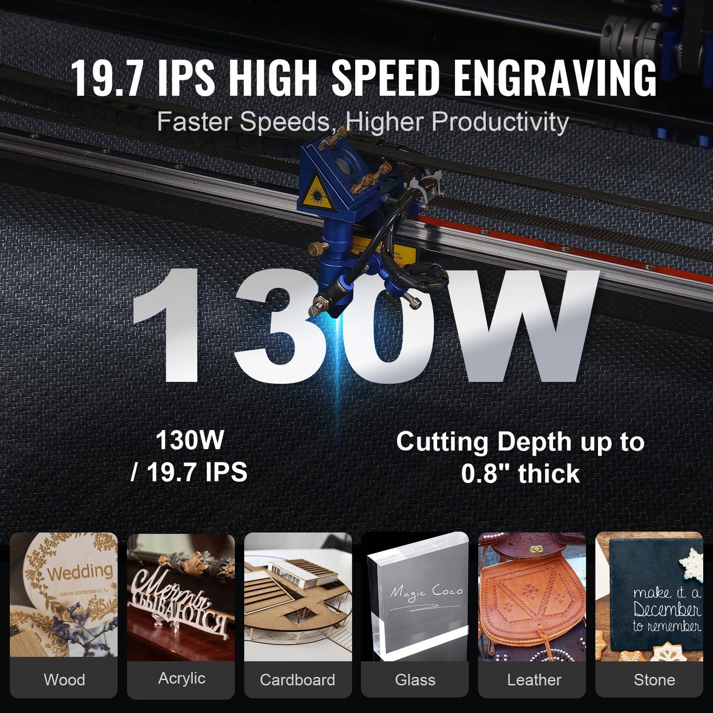 Uimoso 130W CO2 Laser Cutter and Engraver, 35X55 In, 19.7 IPS Speed