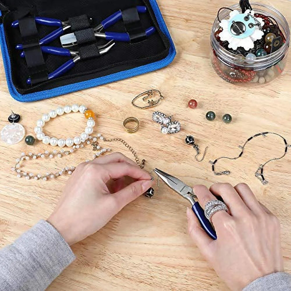 7-Piece Jewelry Pliers Set, Professional Pliers for Jewelry Making Tools with Easy Carrying Pouch, Wire Cutters for Jewelry Making, Chain Nose Pliers, Craft Pliers, Earring Pliers