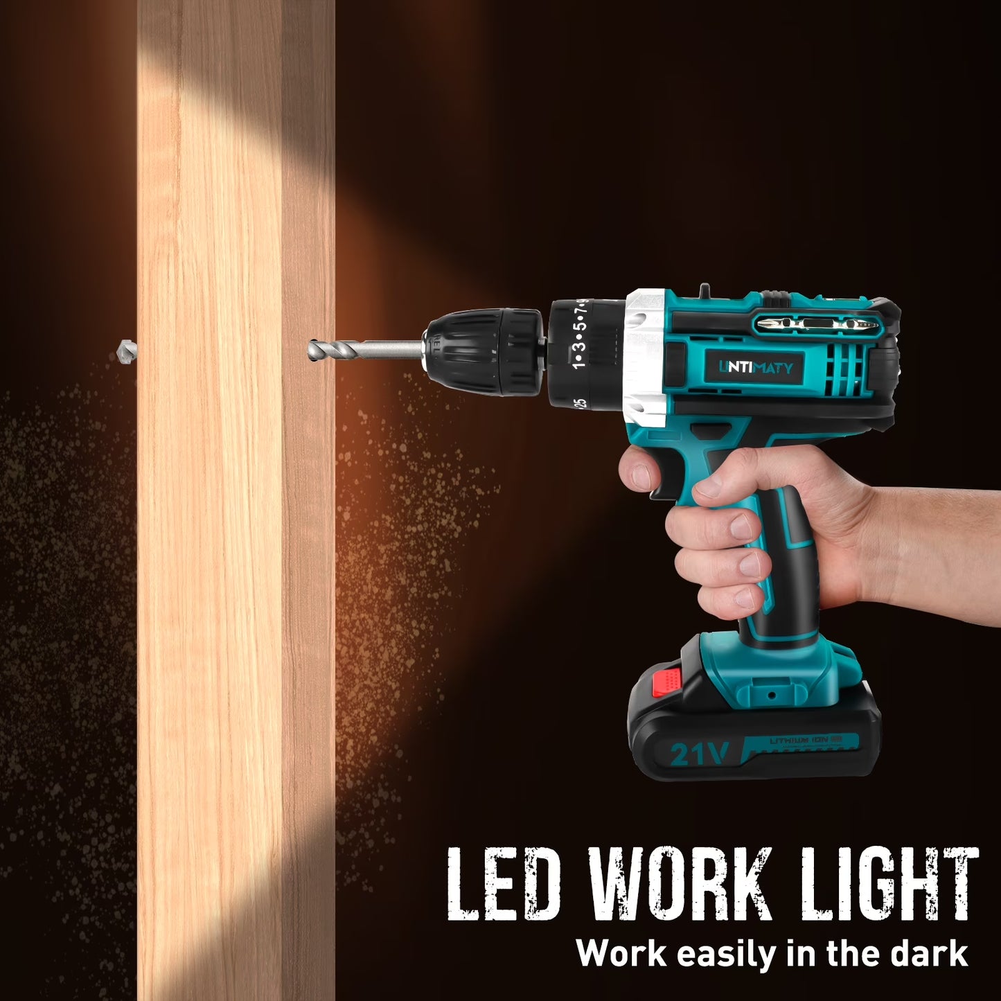 21V Cordless Drill Set,  Power Drill Set with Battery and Charger, Electric Drill Home Improvement, 3/8'' Keyless Chuck, 25+3 Torque Setting, Drill Bits, Led&Variable Speed
