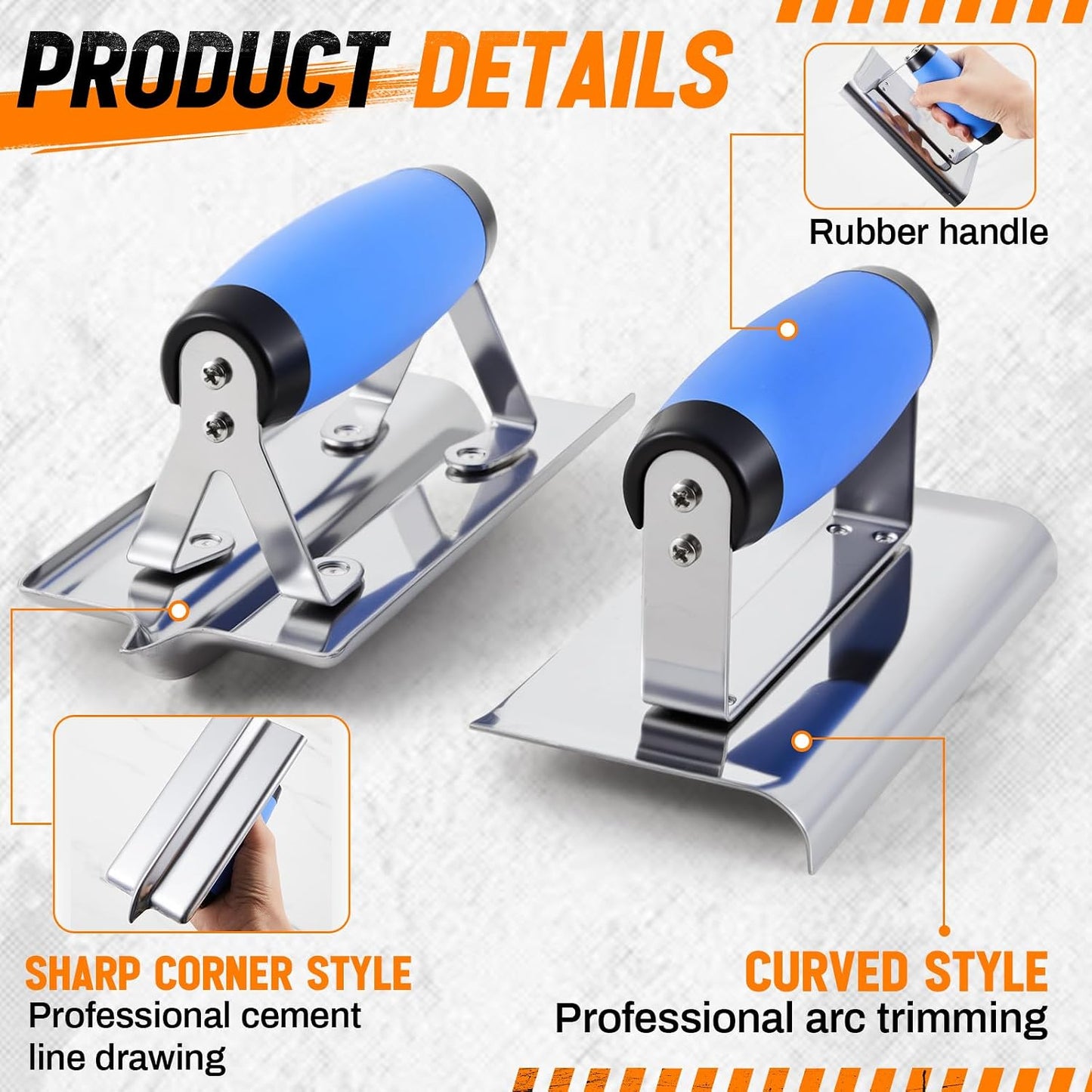 6 Pcs Masonry Tools Set, Cement Trowel Edger Groover with Bag
