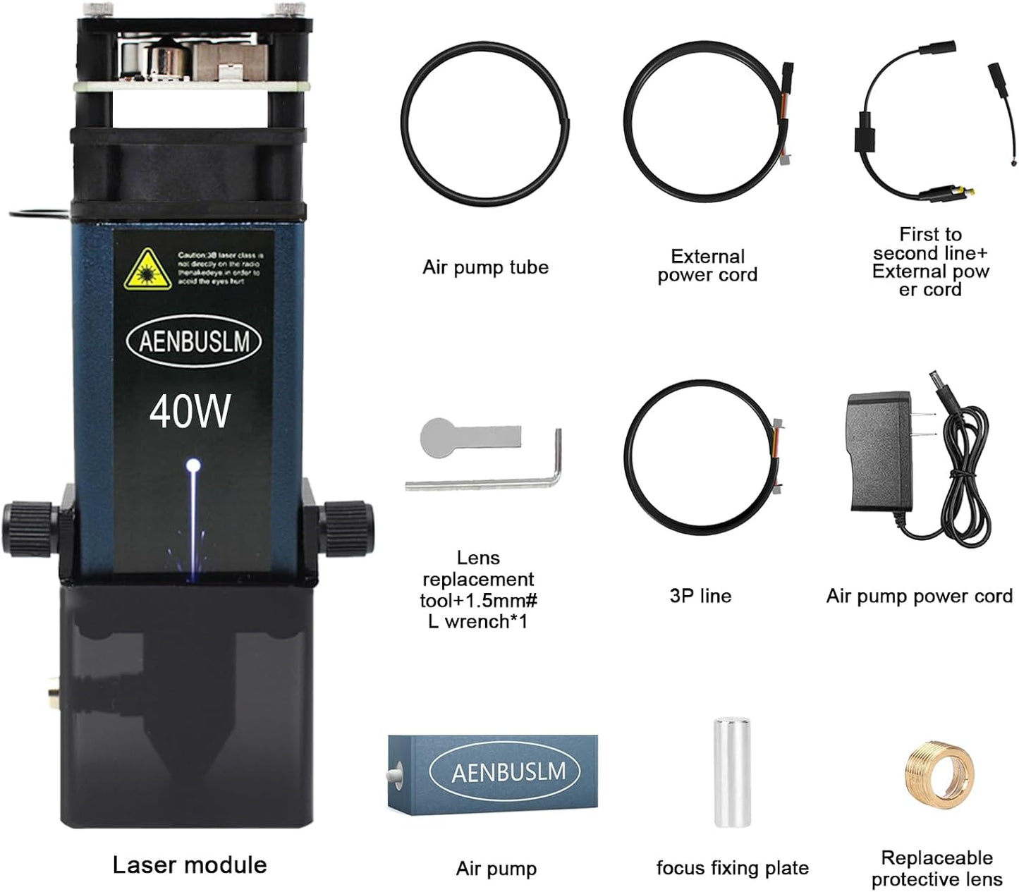 40W Laser Module with Air Assit for Laser Cutter & Laser Engraver Machine,5.5W Output Power,Built in Fac,Ultra-Fine Compressed Spot CNC Carving DIY Laser Master - Laser Class Lv