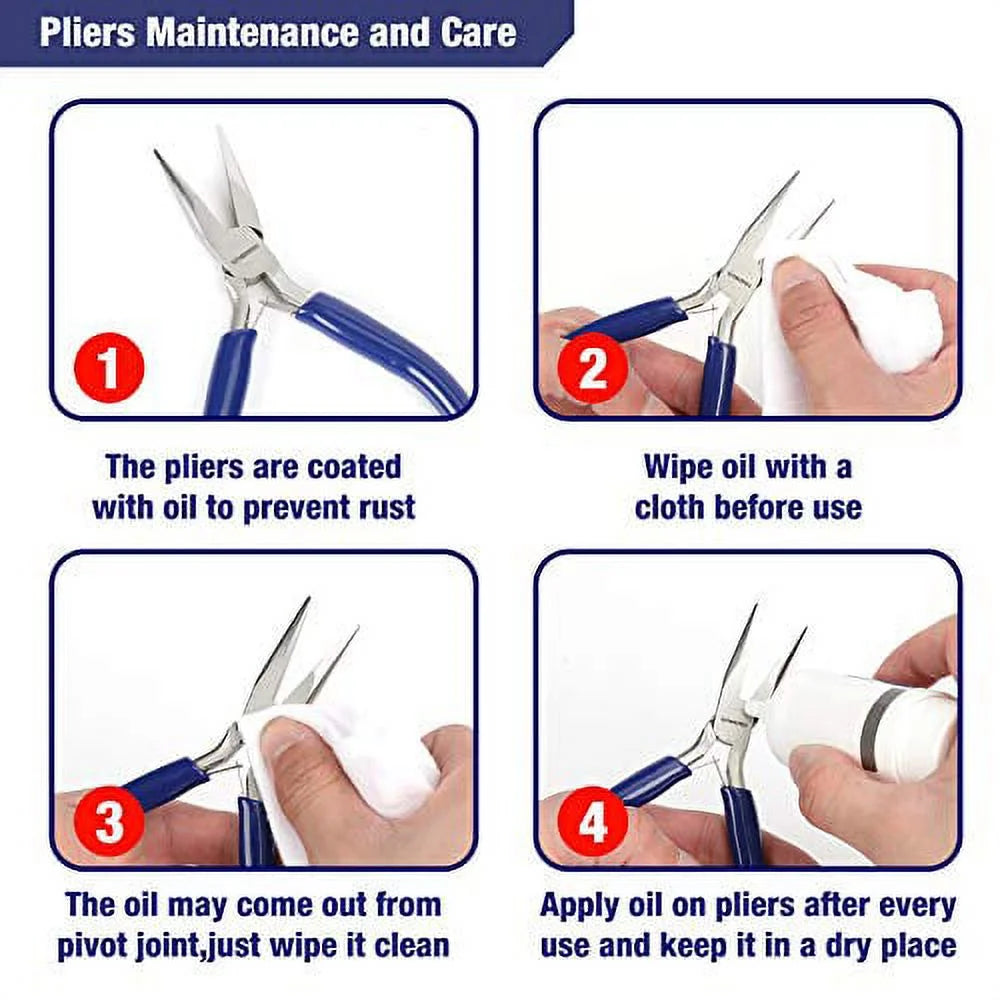 7-Piece Jewelry Pliers Set, Professional Pliers for Jewelry Making Tools with Easy Carrying Pouch, Wire Cutters for Jewelry Making, Chain Nose Pliers, Craft Pliers, Earring Pliers
