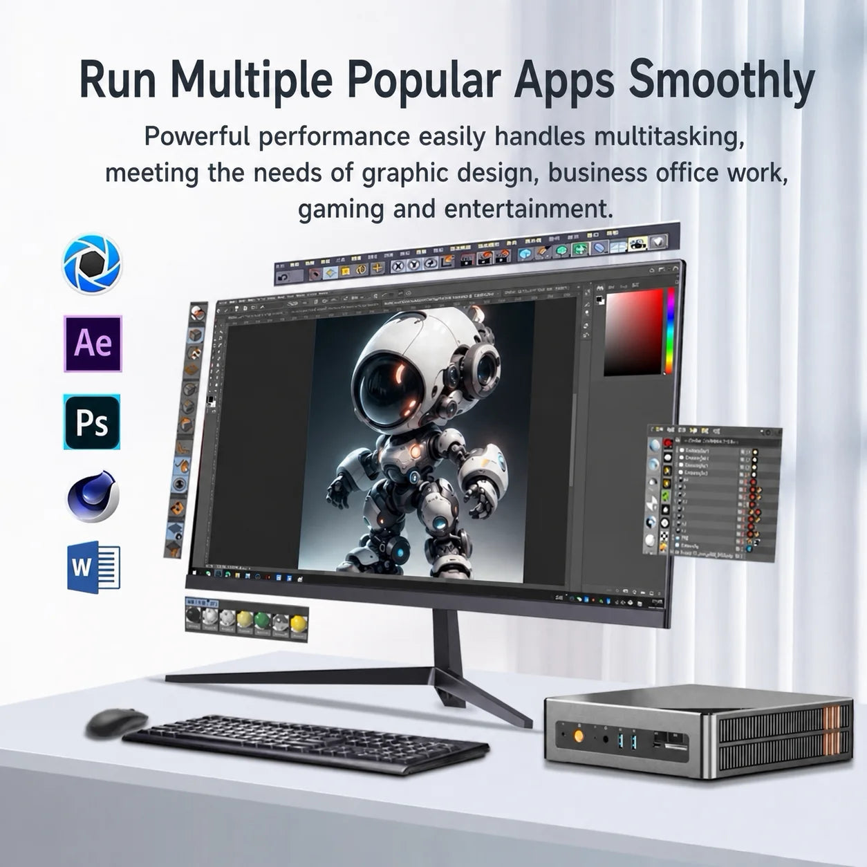 Mini PC Desktop Computer, Core I5 up to 3.7 Ghz 16GB RAM 256GB, HDMI 4K@60Hz Output, Small Form Factor Home Office Mini Computer