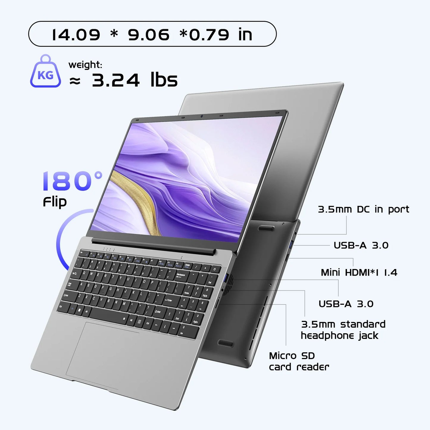 15.6" Laptop,12Gb RAM 256GB Ssd,Windows 11 Pro Notebook PC,MS Office 365,Intel Celeron N4000(Up to 2.6Ghz) Bussiness Computer